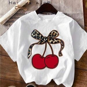 Kids White Cherry Graphic T-Shirt